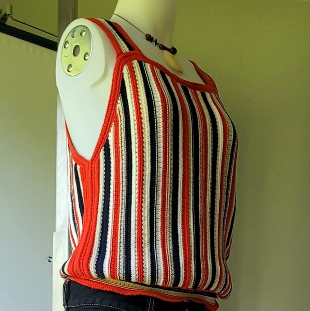 Gap Women's Crochet Knit Multicolor Stripe Top Size M